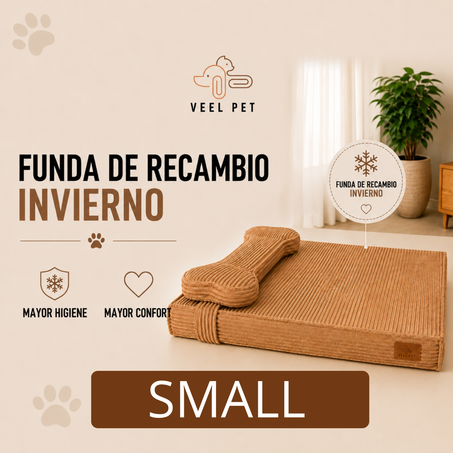 Funda de Recambio Invierno para Cama VEEL PET Modelo Hueso – Talla Small | Tejido Cálido