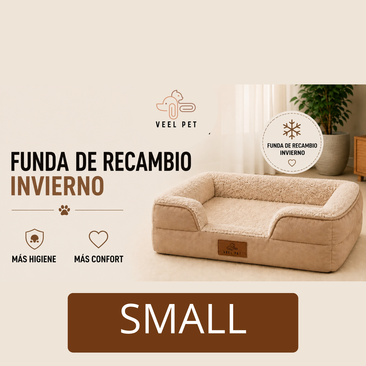 Funda de Recambio Invierno para Cama VEEL PET Modelo Sofá – Talla Small | Tejido Cálido