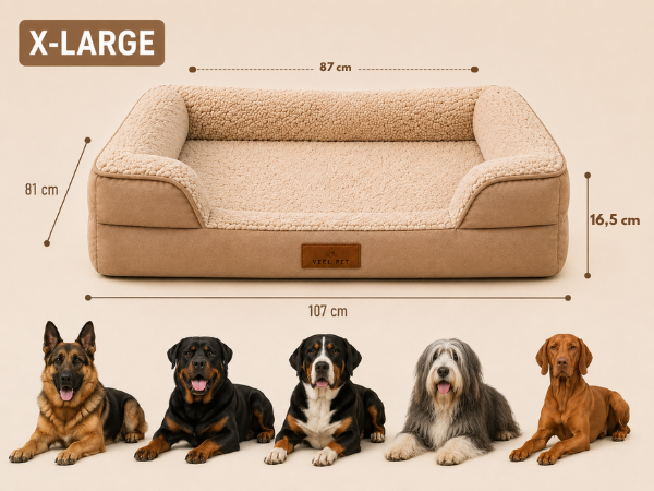 Cama Ortopédica para Perros Modelo Sofá – Talla X-Large | Memory Foam, Funda Lavable