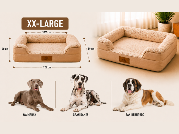 Cama Ortopédica para Perros Modelo Sofá – Talla XX-Large | Memory Foam, Funda Lavable